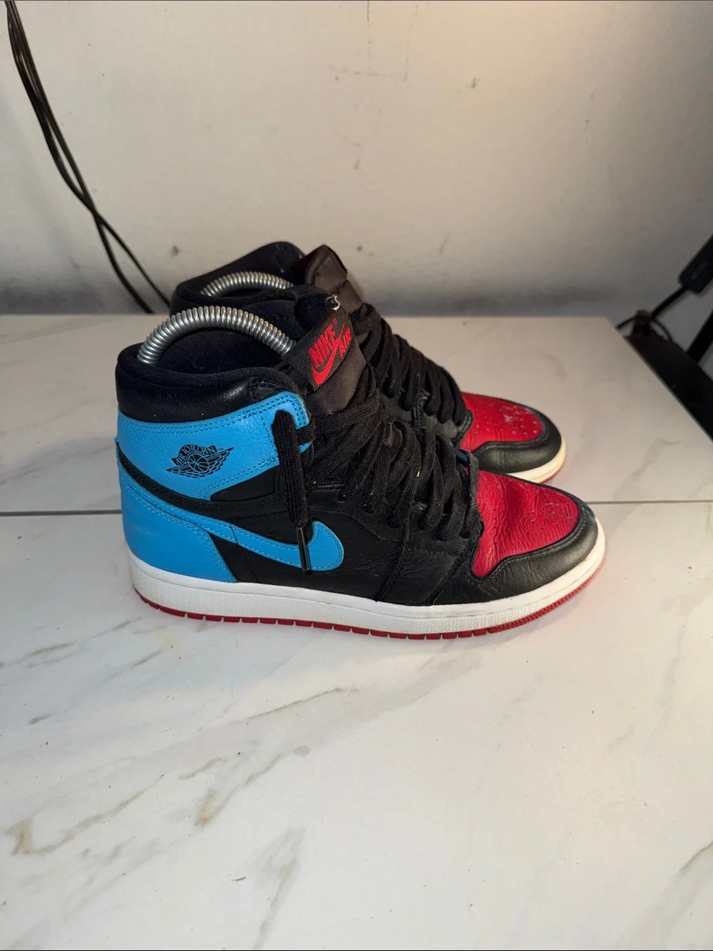 Nike Kids High-Top Sneakers in Blue, Black & Red Jordan’s
